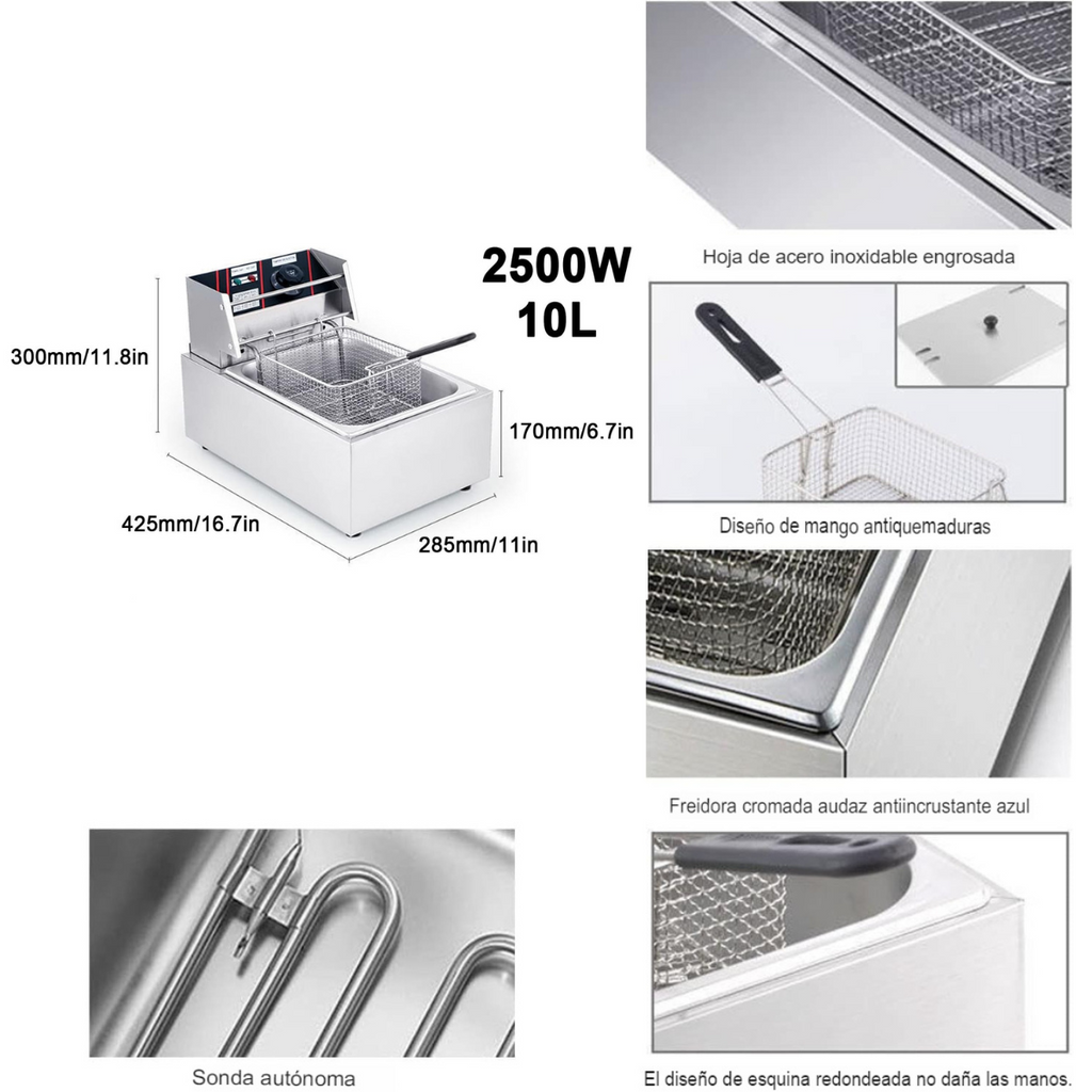 Freidora Eléctrica Profesional 10 Litros