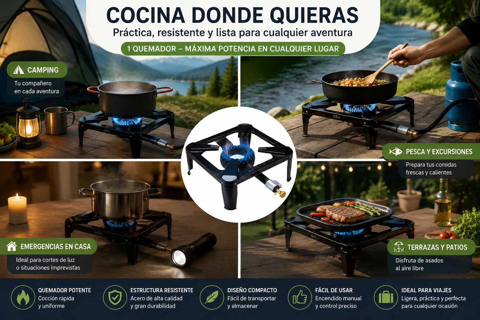 Cocina a Gas Portátil 1 Quemador